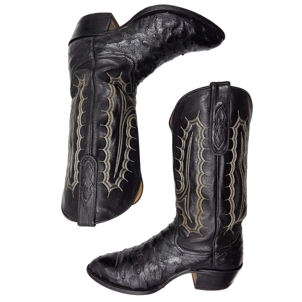 Vintage Honcho Boots Exotic Full Quill Ostrich Black Cowboy Western Mens 10D USA - Picture 10 of 16
